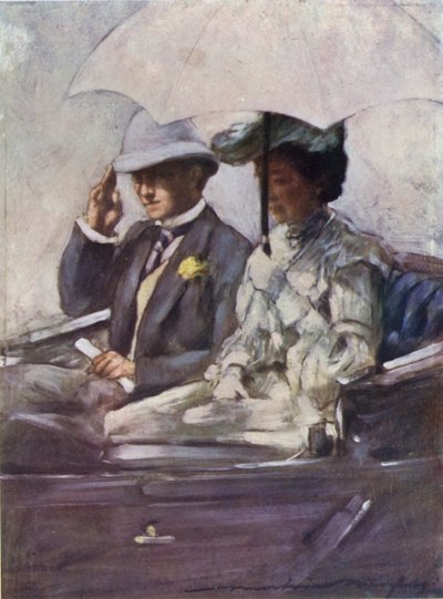 Lord Curzon y la duquesa de Connaught en su camino al espectáculo de sirvientes de Mortimer Ludington Menpes